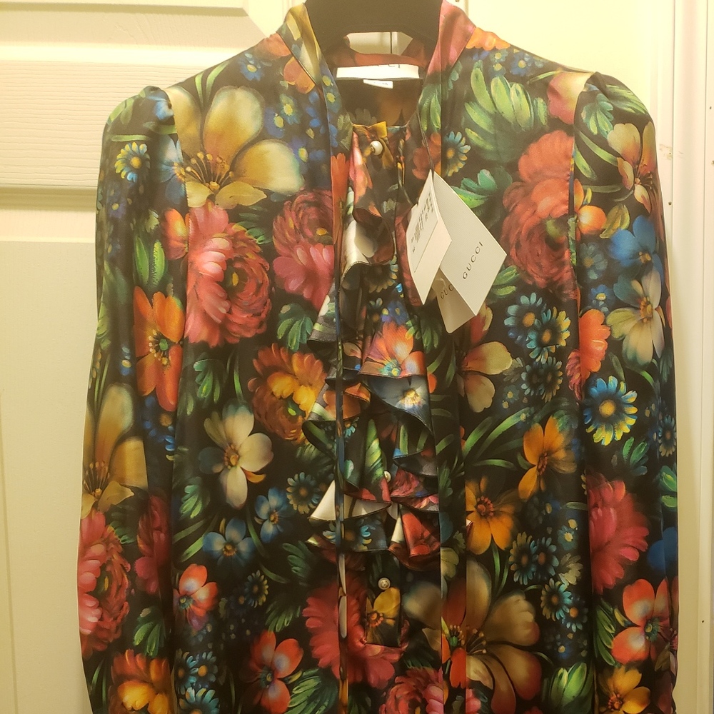 Gucci Multi-color Floral Print Black-anthracite